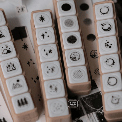 LCN Design Studio | Tampon auto - encreur à bouton poussoir - LCN Design Studio - Water stains - millenotes