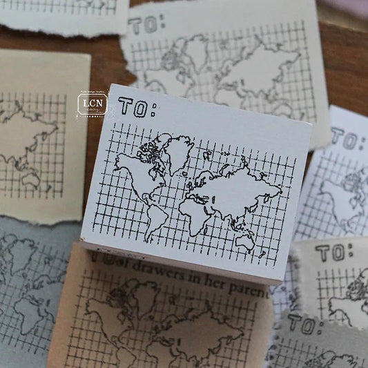 LCN Design Studio | Tampon en bois | World Map - LCN Design Studio - millenotes