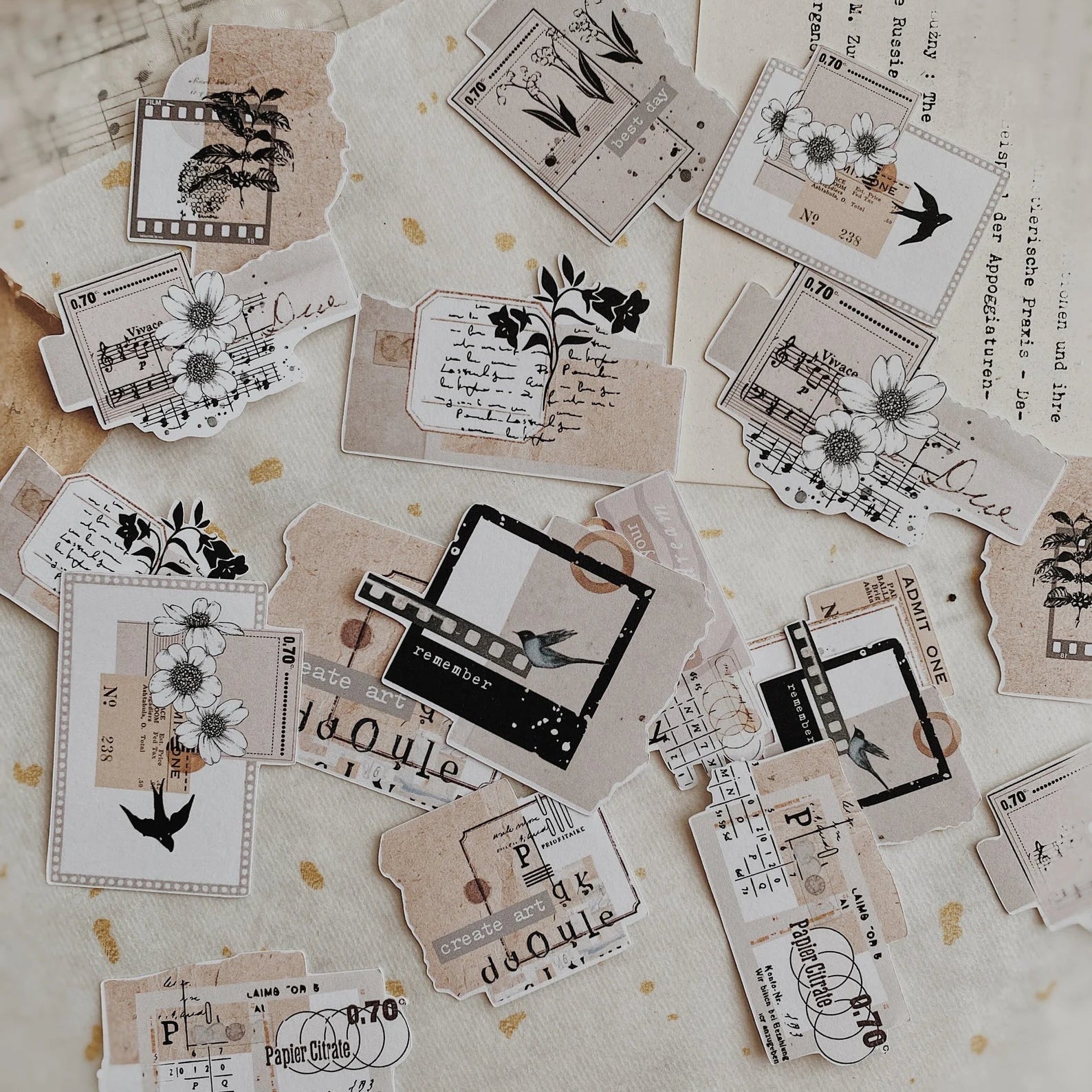 Lot de stickers découpés | Collages créatifs - AlbumHandMadeLove - millenotes