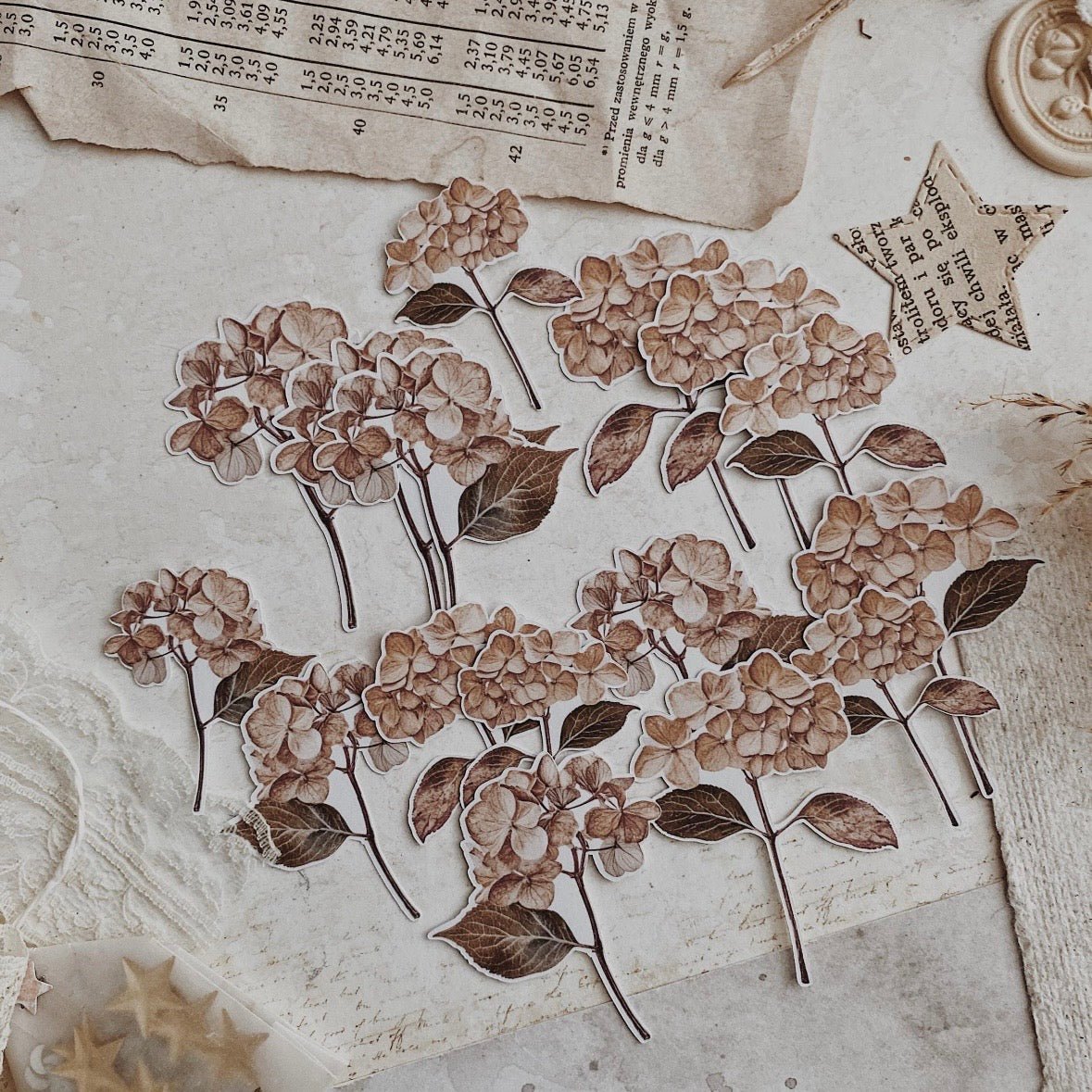 Lot de stickers découpés | Hortensias bruns - albumlovehandmade - millenotes