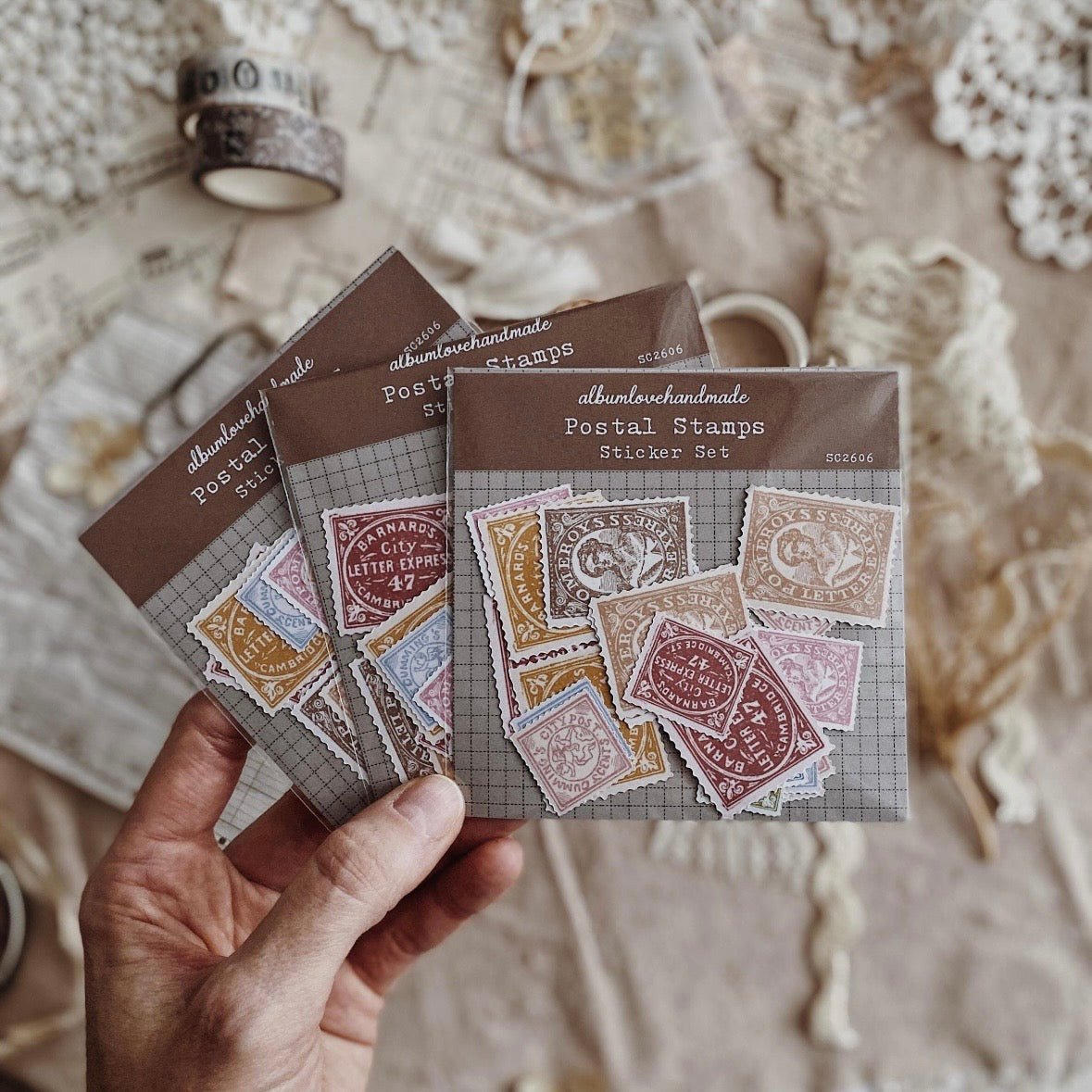 Lot de stickers découpés | Timbres postaux colorés - albumlovehandmade - millenotes