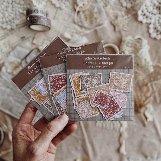 Lot de stickers découpés | Timbres postaux colorés - albumlovehandmade - millenotes