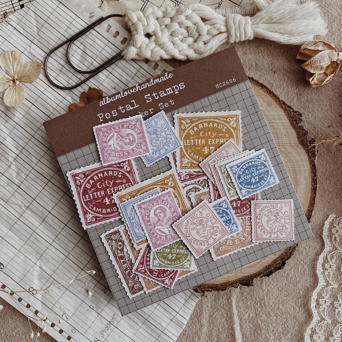Lot de stickers découpés | Timbres postaux colorés - albumlovehandmade - millenotes