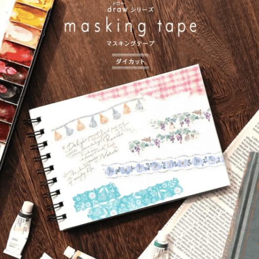 Masking Tape Découpé Japonais Mind Wave | Carreau rose - Mind Wave - millenotes