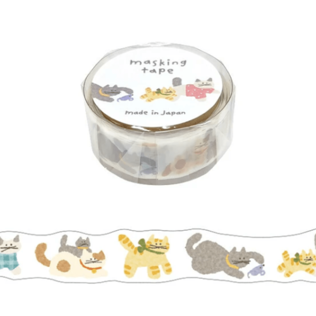 Masking Tape Découpé Japonais Mind Wave | Chats - Mind Wave - millenotes