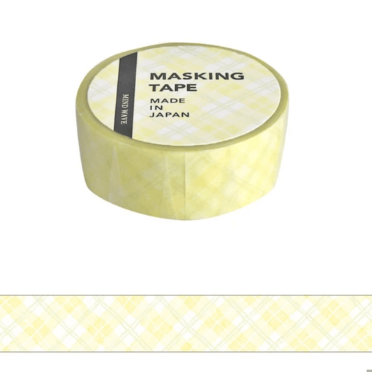 Masking Tape Japonais Mind Wave | Carreaux jaune clair - Mind Wave - millenotes
