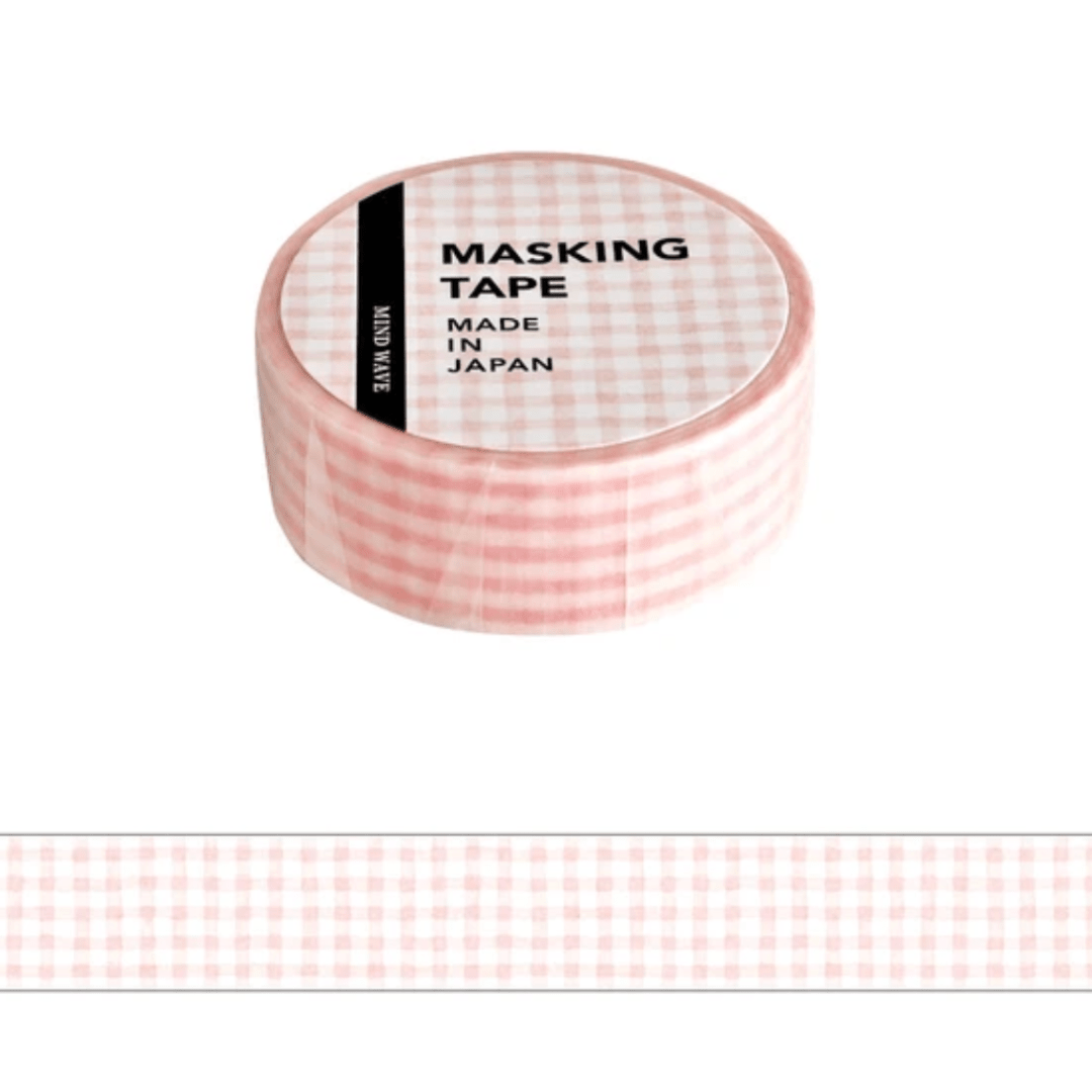 Masking Tape Japonais Mind Wave | Carreaux rose clair - Mind Wave - millenotes