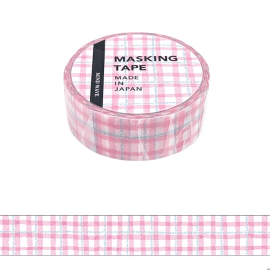Masking Tape Japonais Mind Wave | Carreaux roses - Mind Wave - millenotes