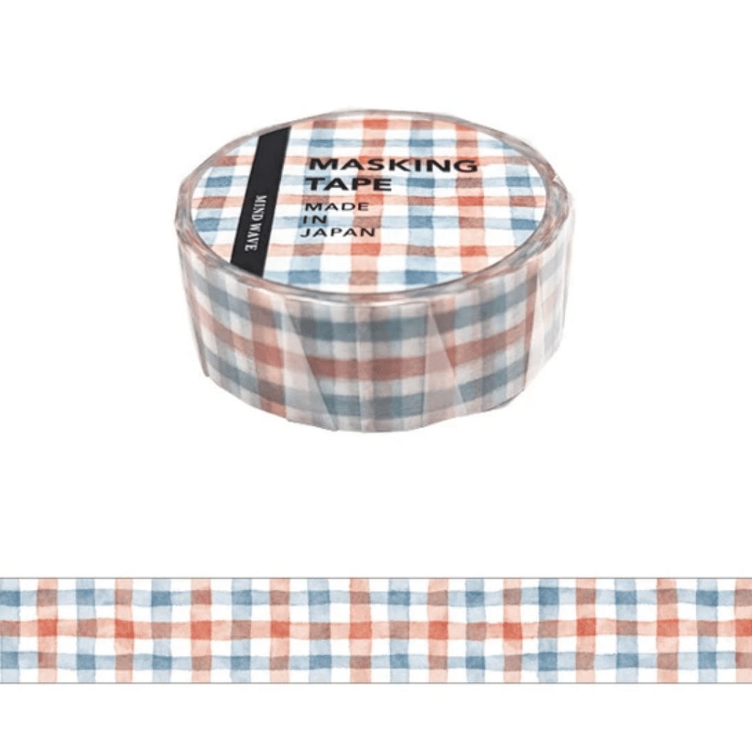 Masking Tape Japonais Mind Wave | Carreaux Rouge et Bleu Marine - Mind Wave - millenotes