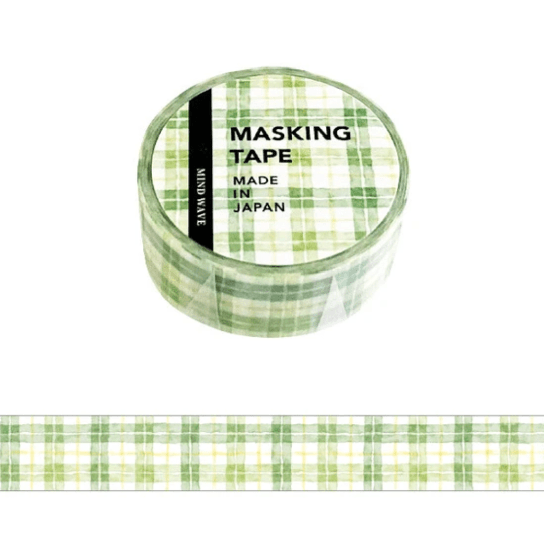 Masking Tape Japonais Mind Wave | Carreaux Verts - Mind Wave - millenotes
