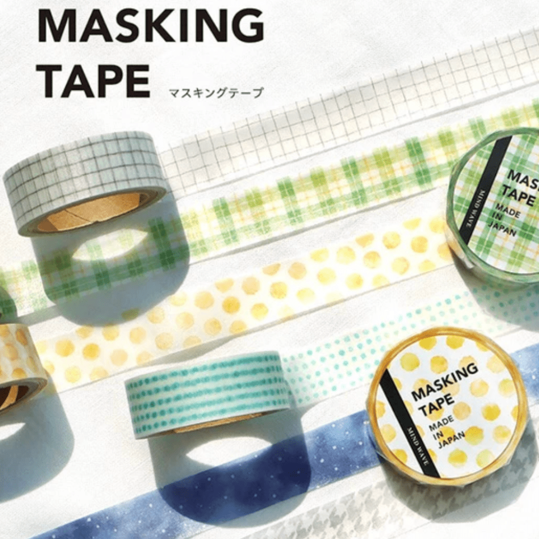 Masking Tape Japonais Mind Wave | Carreaux Verts - Mind Wave - millenotes