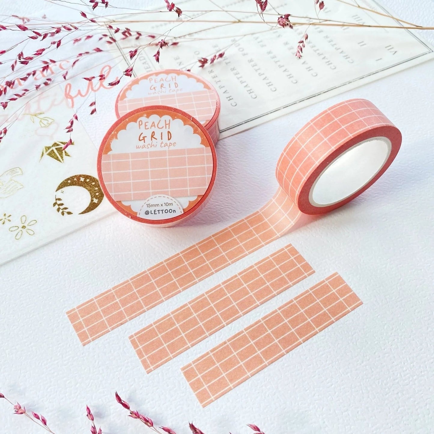 Masking tape | LETTOON | Peach Grid - LETTOON - millenotes
