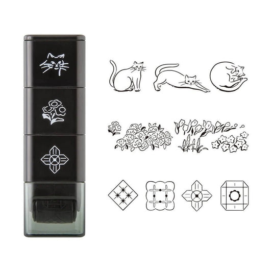 MIDORI | Tampon roller pré-encré | Chats & Paysages - Midori - millenotes