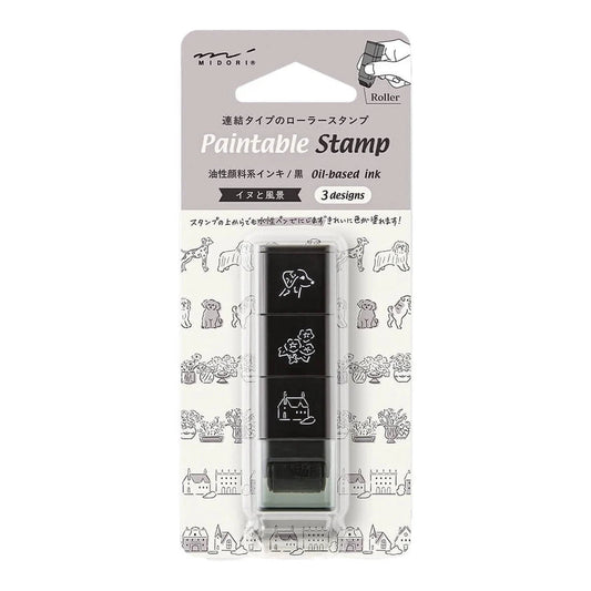 MIDORI | Tampon roller pré-encré | Chiens & Paysages - Midori - millenotes