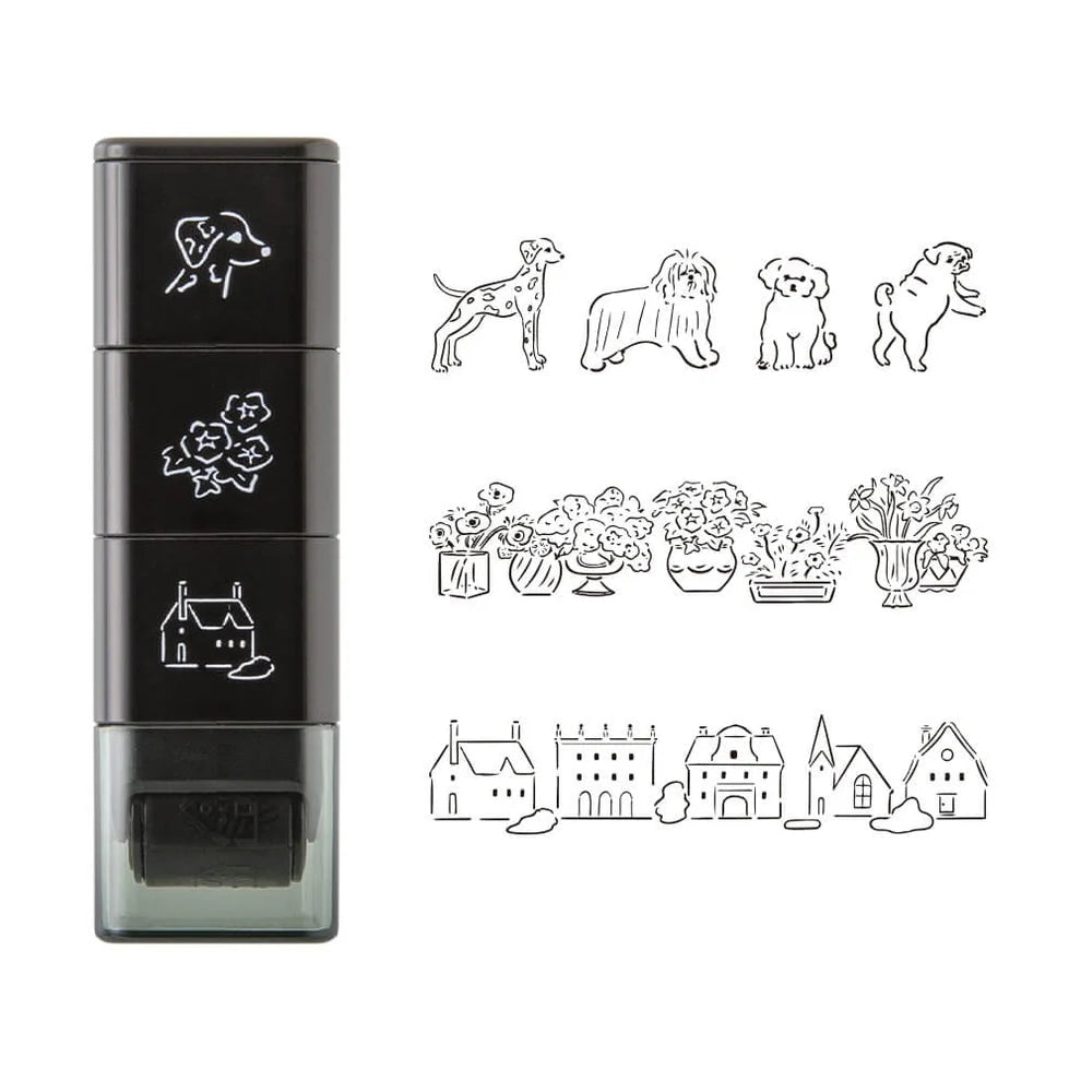MIDORI | Tampon roller pré-encré | Chiens & Paysages - Midori - millenotes