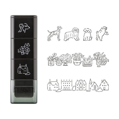 MIDORI | Tampon roller pré-encré | Chiens & Paysages - Midori - millenotes