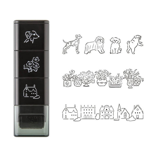 MIDORI | Tampon roller pré-encré | Chiens & Paysages - Midori - millenotes