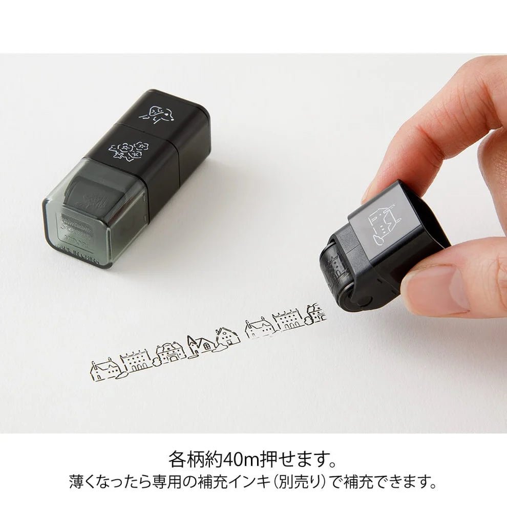 MIDORI | Tampon roller pré-encré | Chiens & Paysages - Midori - millenotes