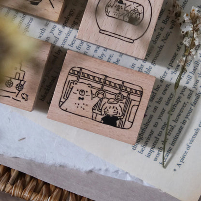 millenotes-eileen-tai-stamps-bear-and-girl-travel-together-train-ride