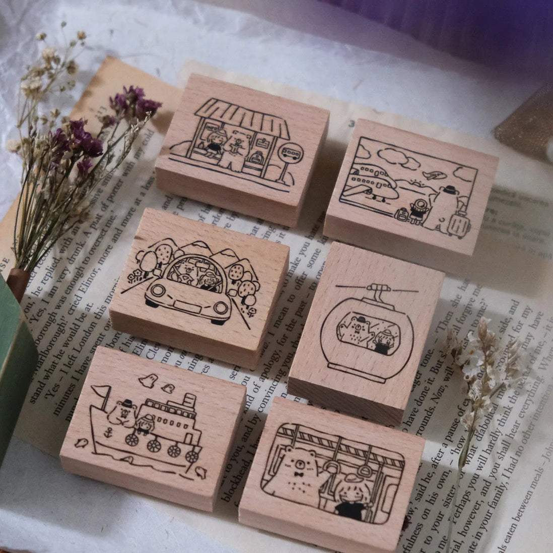 millenotes-eileen-tai-stamps-bear-and-girl-travel-together