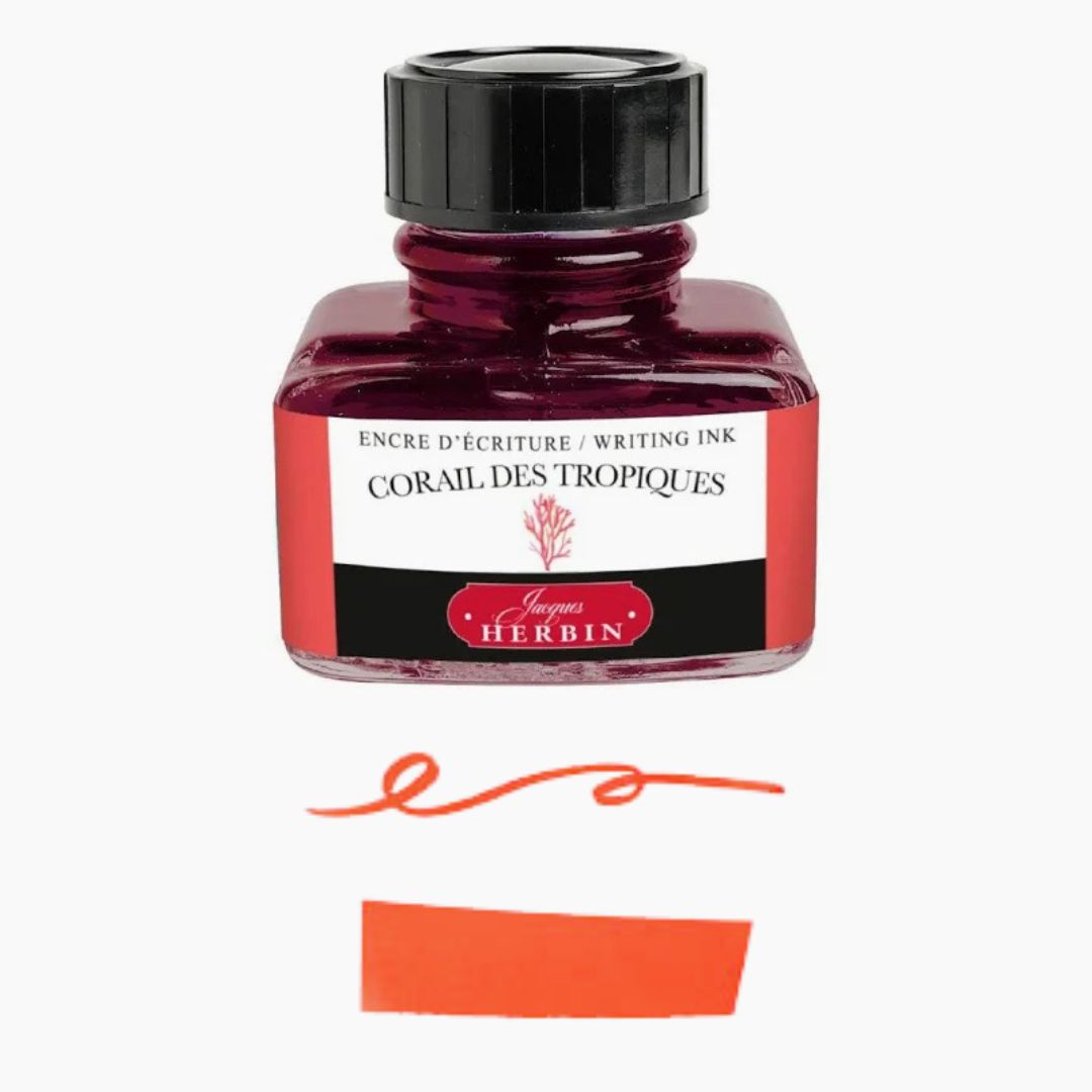 millenotes-jacques-herbin-fountain-pen-ink-atrament-30-ML-corail-des-tropiques