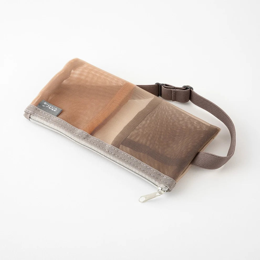 Trousse en maille avec bande élastique | MIDORI | Marron