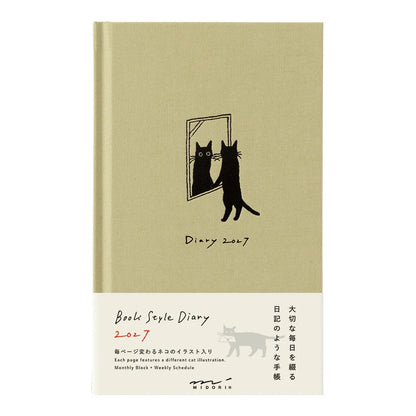 Illustrowany planer Midori Book Style Diary 2027 | Beżowy kot
