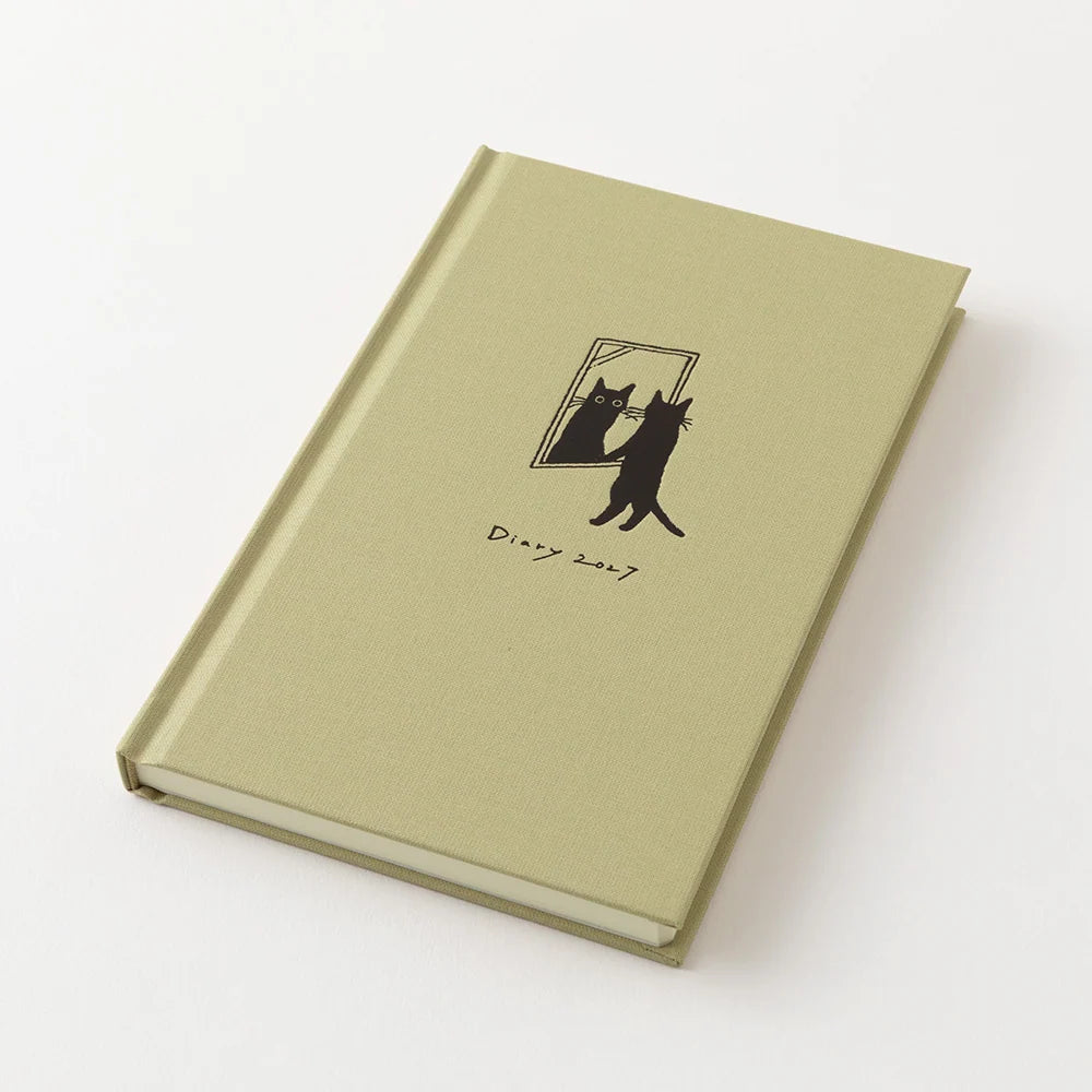 Illustrowany planer Midori Book Style Diary 2027 | Beżowy kot