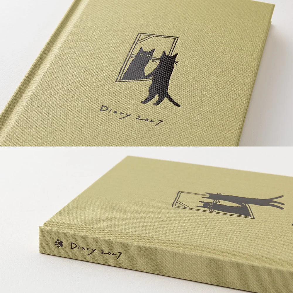 Illustrowany planer Midori Book Style Diary 2027 | Beżowy kot