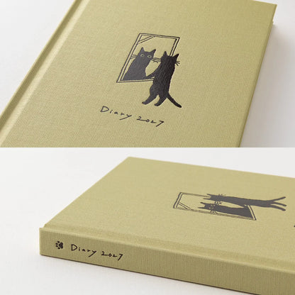 Illustrowany planer Midori Book Style Diary 2027 | Beżowy kot