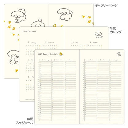 Illustrowany planer Midori Book Style Diary 2027 | Psy w kolorze granatowym