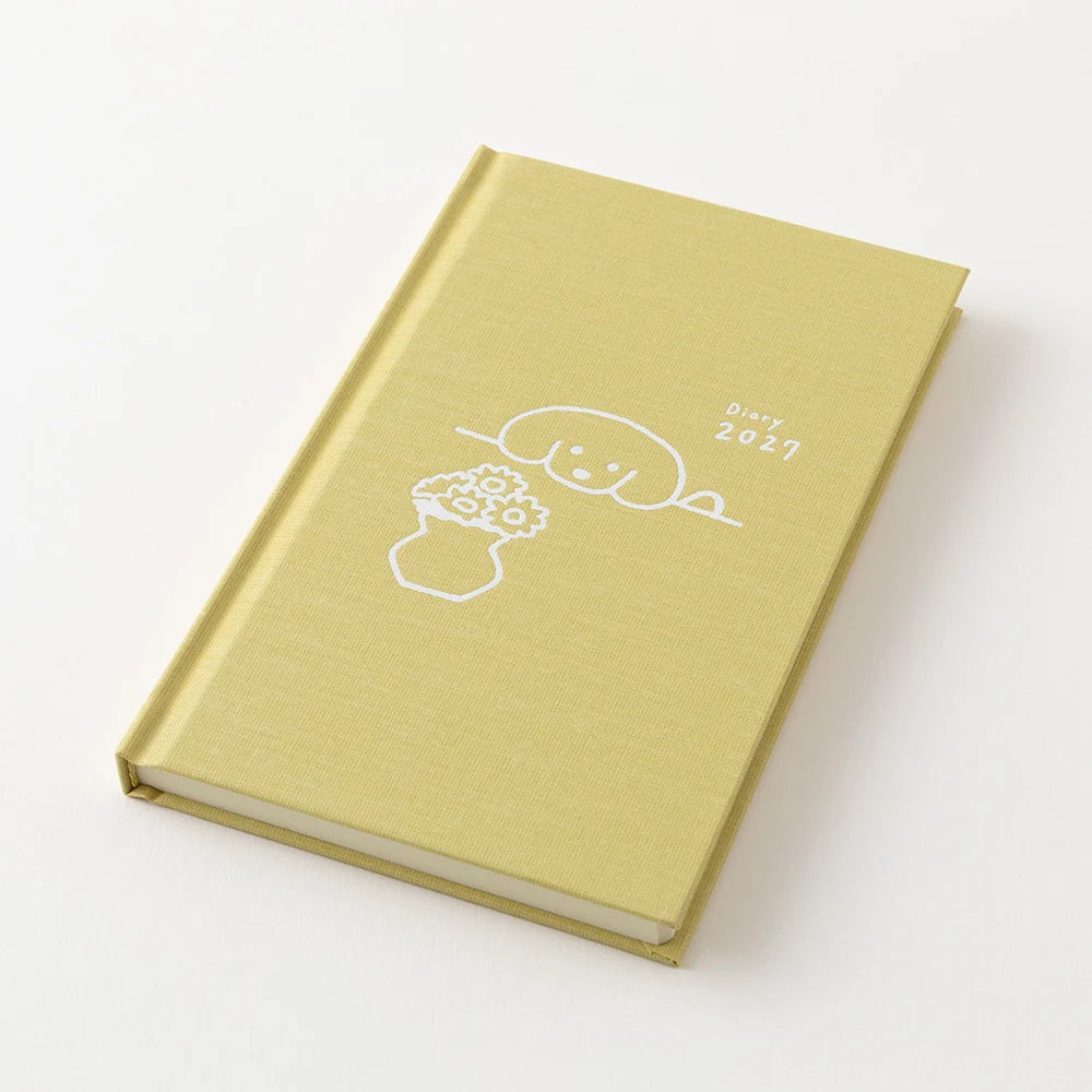 Iluastrowany planer Midori Book Style Diary 2027 | Żółty Pies