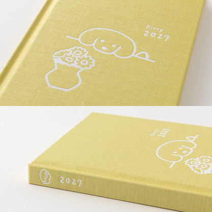 Iluastrowany planer Midori Book Style Diary 2027 | Żółty Pies