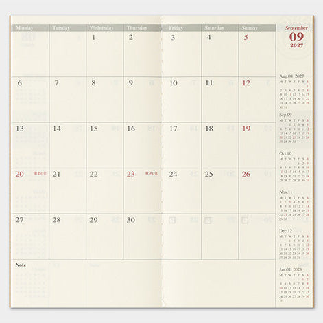millenotes-traveler-s-company-notebook-diary-2027-monthly-regular-6