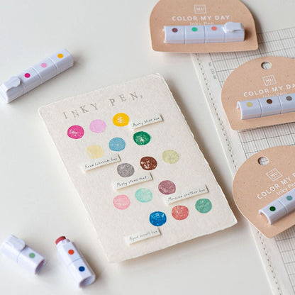 MU Lifestyle Inky Pen | Encreur Compact à Trois Couleurs pour Tampons - MU Lifestyle - 01. Orange Peach Pink - millenotes