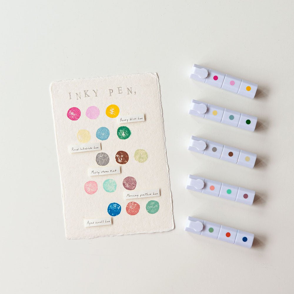 MU Lifestyle Inky Pen | Encreur Compact à Trois Couleurs pour Tampons - MU Lifestyle - 01. Orange Peach Pink - millenotes