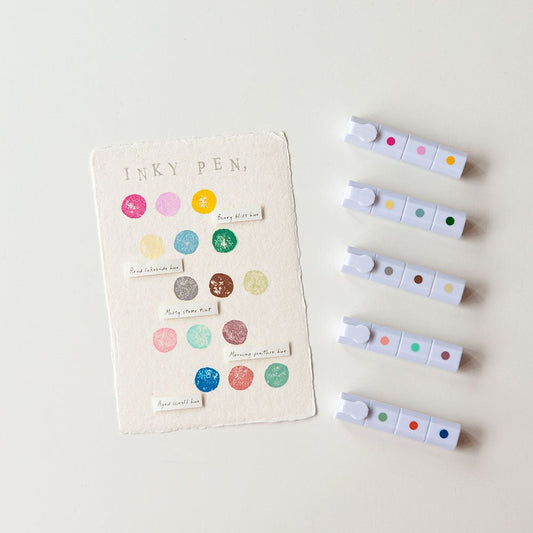 MU Lifestyle Inky Pen | Encreur Compact à Trois Couleurs pour Tampons - MU Lifestyle - 01. Orange Peach Pink - millenotes