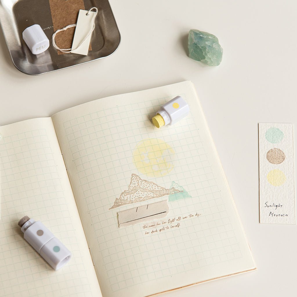 MU Lifestyle Inky Pen | Encreur Compact à Trois Couleurs pour Tampons - MU Lifestyle - 06. Yellow Gray Blue - millenotes