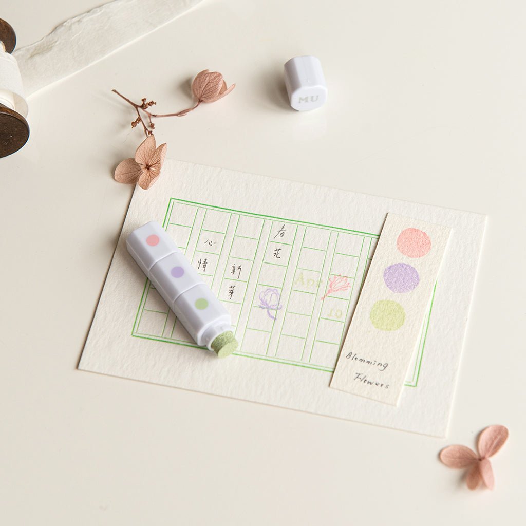 MU Lifestyle Inky Pen | Encreur Compact à Trois Couleurs pour Tampons - MU Lifestyle - 07. Green Purple Rose - millenotes