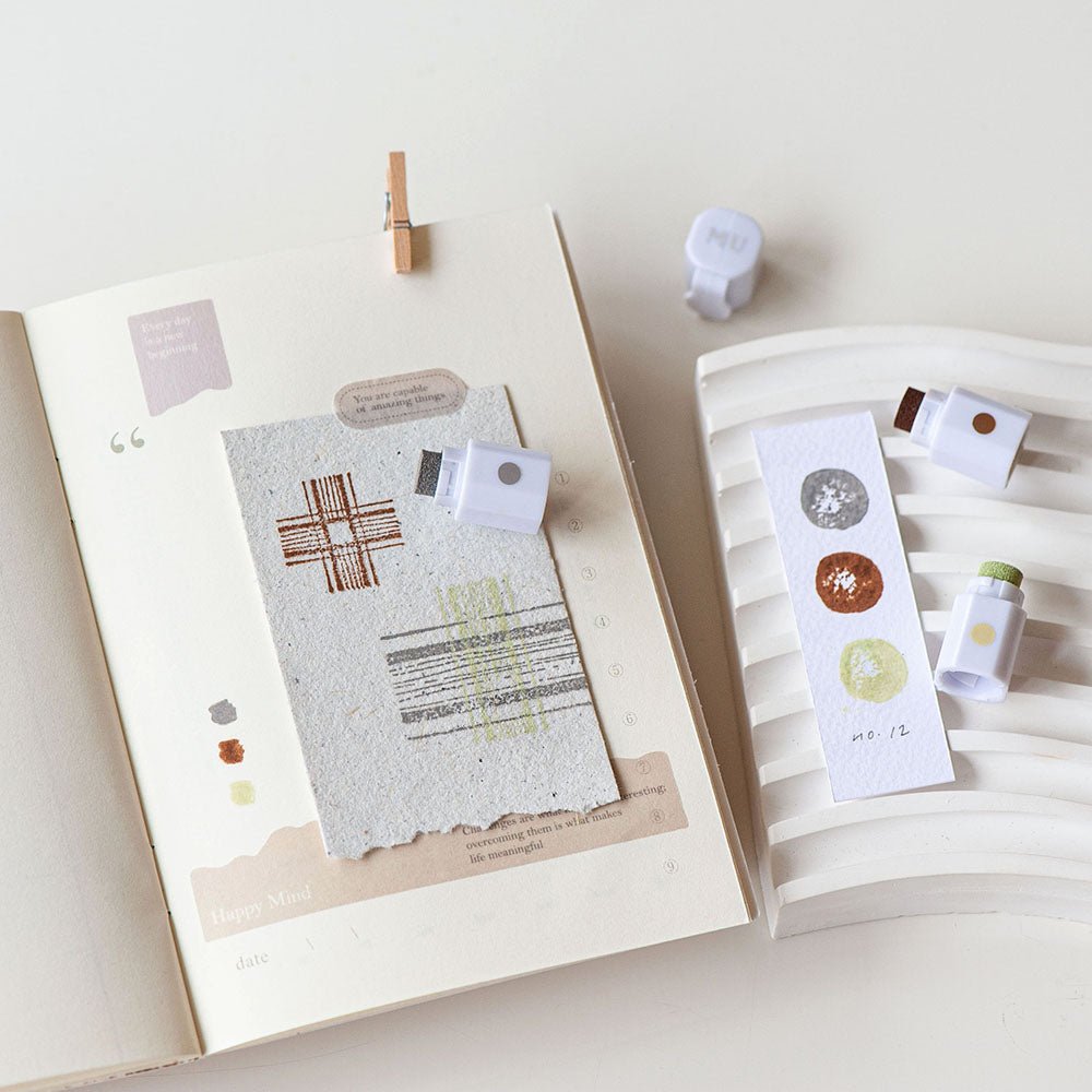 MU Lifestyle Inky Pen | Encreur Compact à Trois Couleurs pour Tampons - MU Lifestyle - 12. Yellow Brown Gray - millenotes
