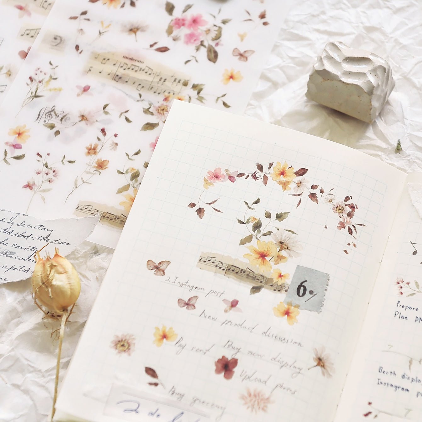 MU Lifestyle Print - On Stickers | Décalcomanies 234 Notes florales - MU Lifestyle - millenotes