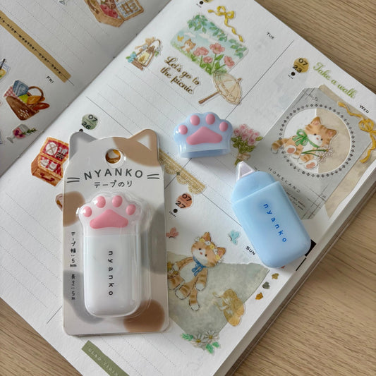 Nyanko Ruban colle | Patte de chat - PLUS - Light blue - millenotes