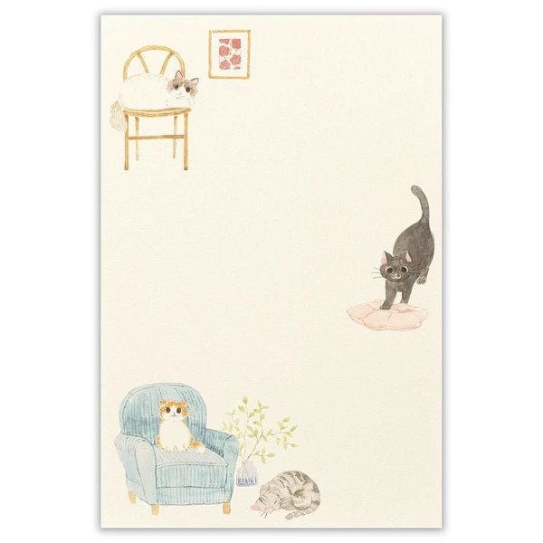 Papier à lettres japonais | Nekorobi | Chats à la Maison - NB Co Ltd - millenotes