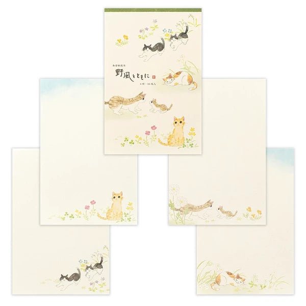 Papier à lettres japonais | Nekorobi | Chats à l’Extérieur - NB Co Ltd - millenotes