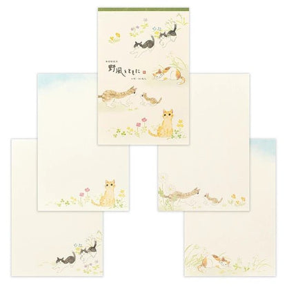 Papier à lettres japonais | Nekorobi | Chats à l’Extérieur - NB Co Ltd - millenotes