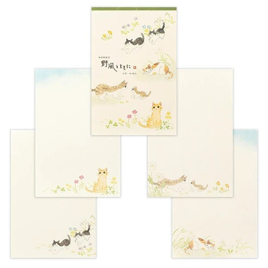 Papier à lettres japonais | Nekorobi | Chats à l’Extérieur - NB Co Ltd - millenotes