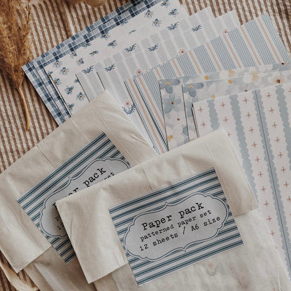 Papier Décoratif | 12 Feuilles A6 | Bleu Mix - albumlovehandmade - millenotes