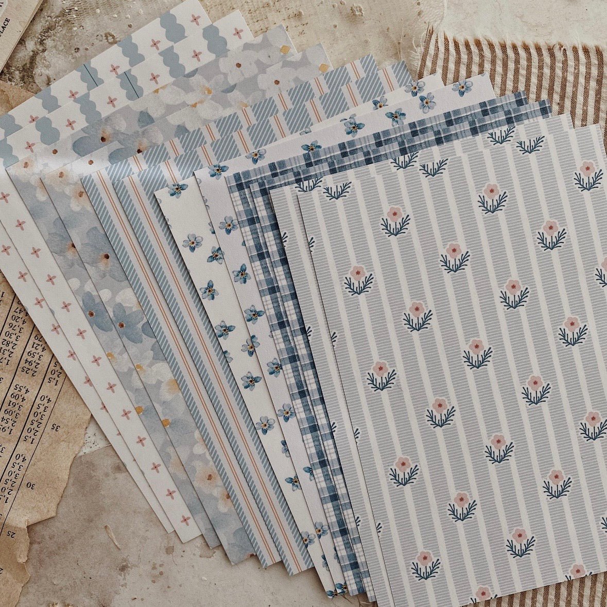 Papier Décoratif | 12 Feuilles A6 | Bleu Mix - albumlovehandmade - millenotes