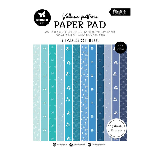 Papier Décoratif | Bloc de papier calque créatif pour journaling - Studio Light - Bleu - millenotes