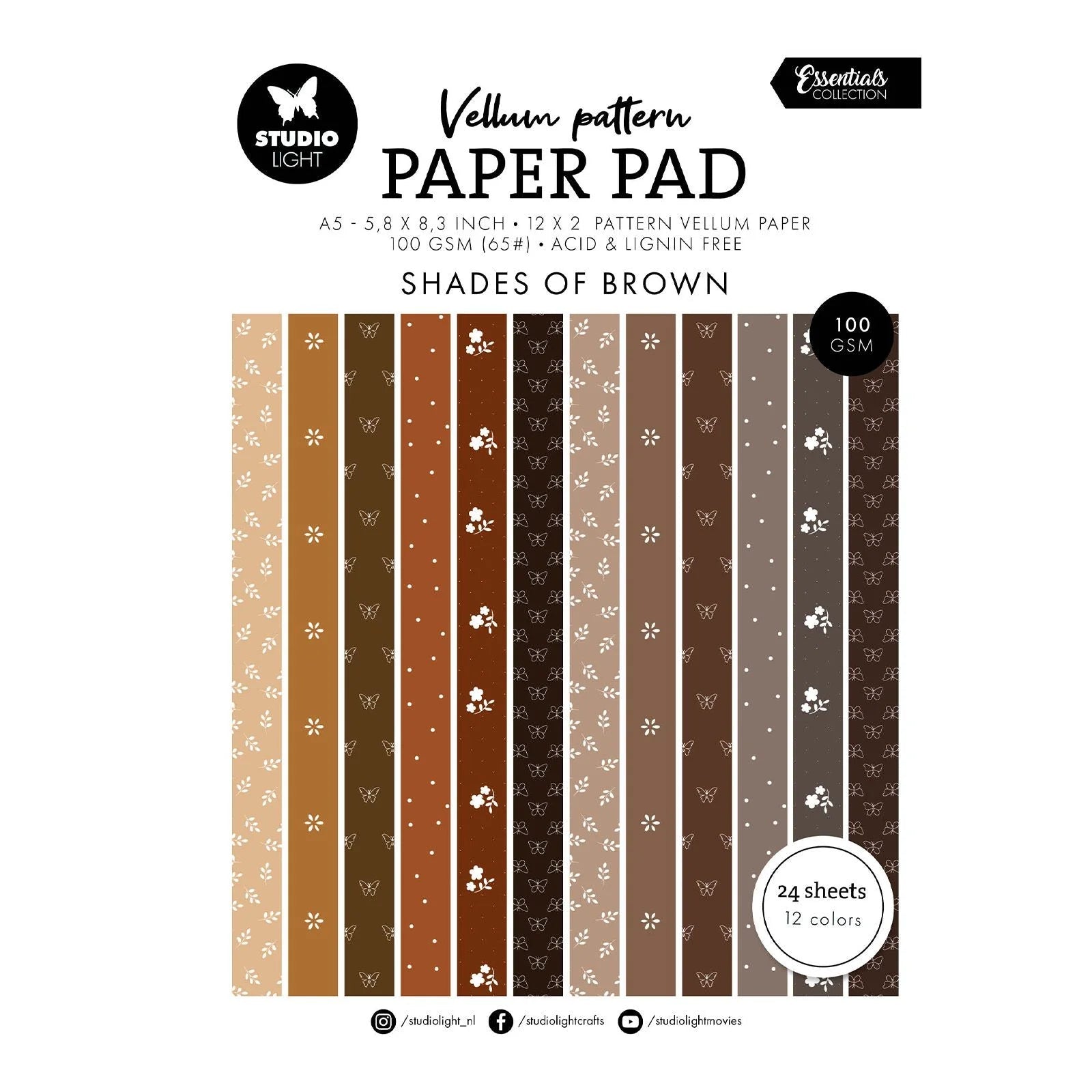 Papier Décoratif | Bloc de papier calque créatif pour journaling - Studio Light - Marron - millenotes